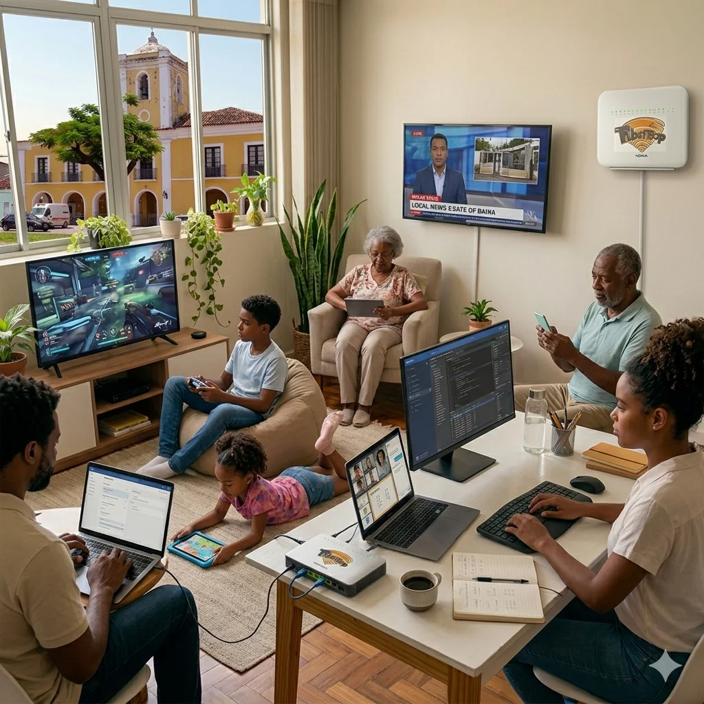 Dois amigos compartilhando conexão de internet Fibertoop